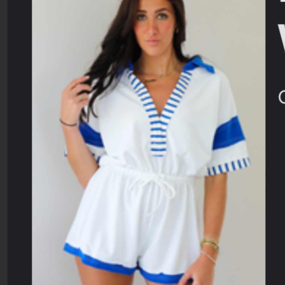 White and blue romper